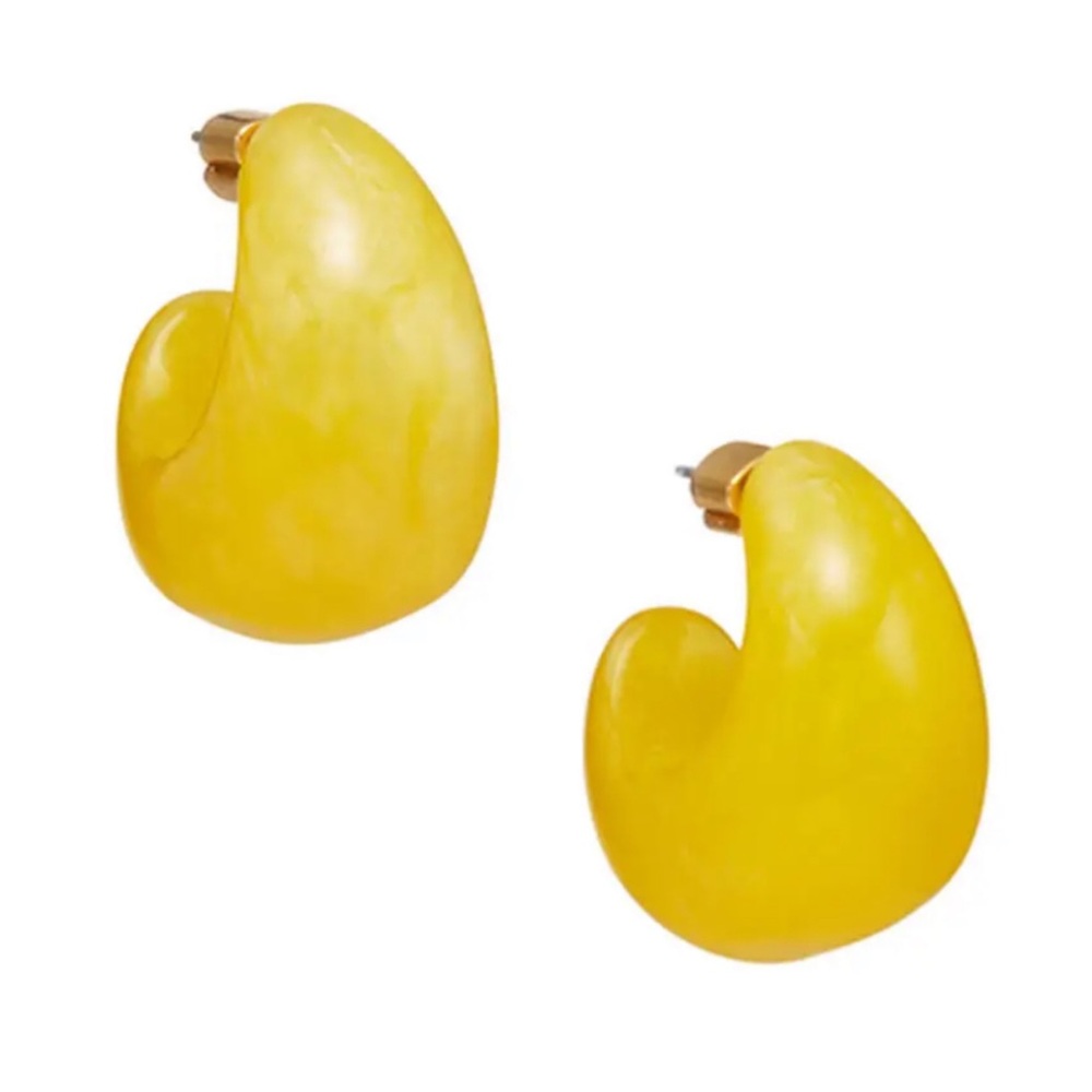 KATE SPADE • Yellow Adore-ables Resin Huggies Hoop Earrings - Picture 3 of 4
